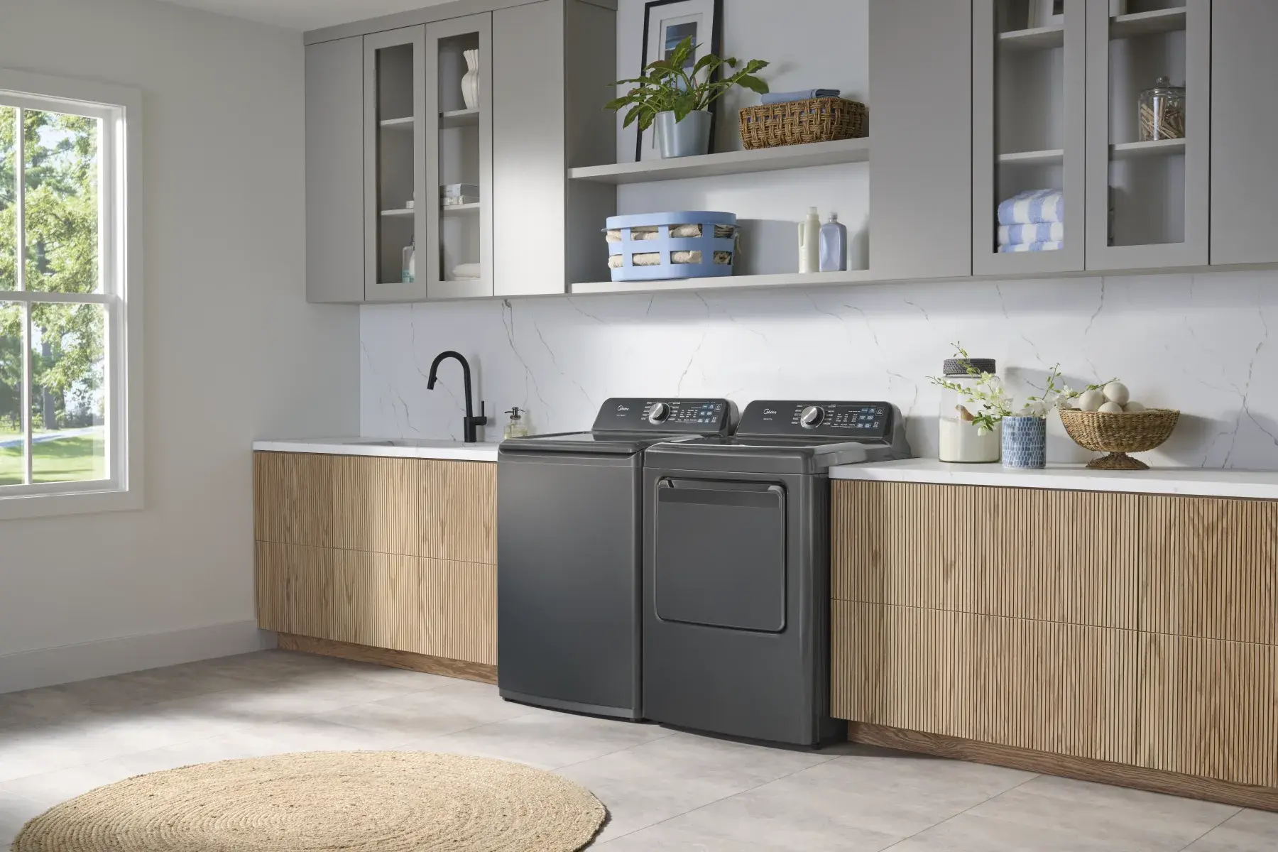 Midea laundry pair in grey