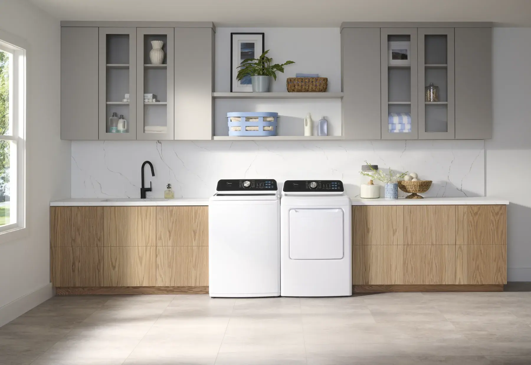 Midea laundry pair in white